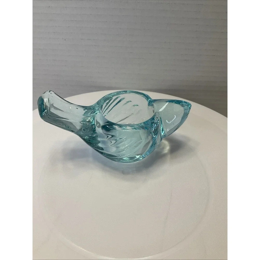 Art Glass Blown Blue Bird Votive/candle Holder Turquoise Spring Summer Decor‎